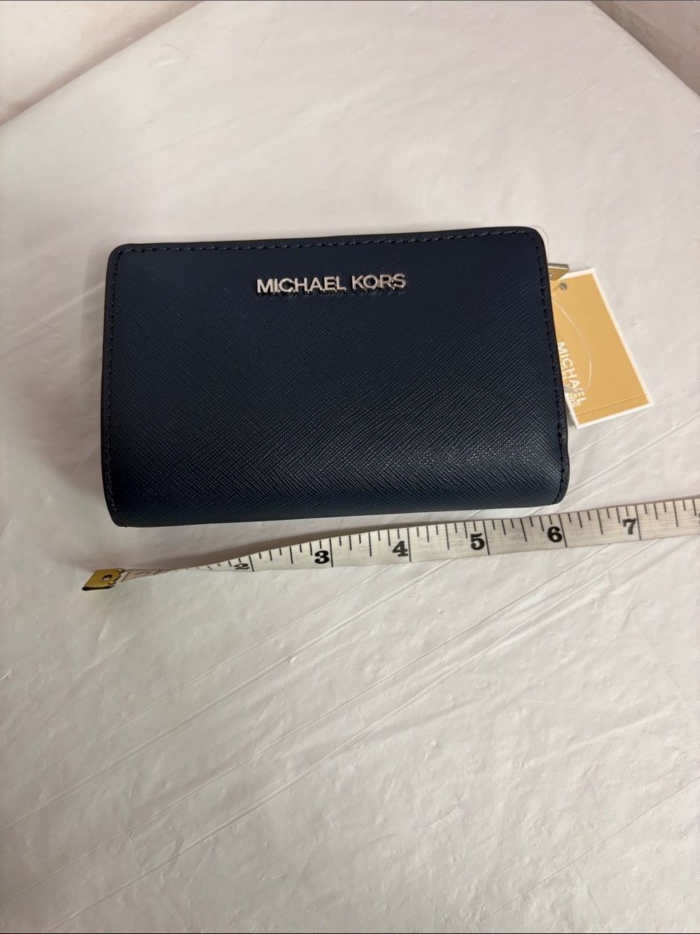 Michael Kors Navy Blue Saffiano Zip Around Wallet
